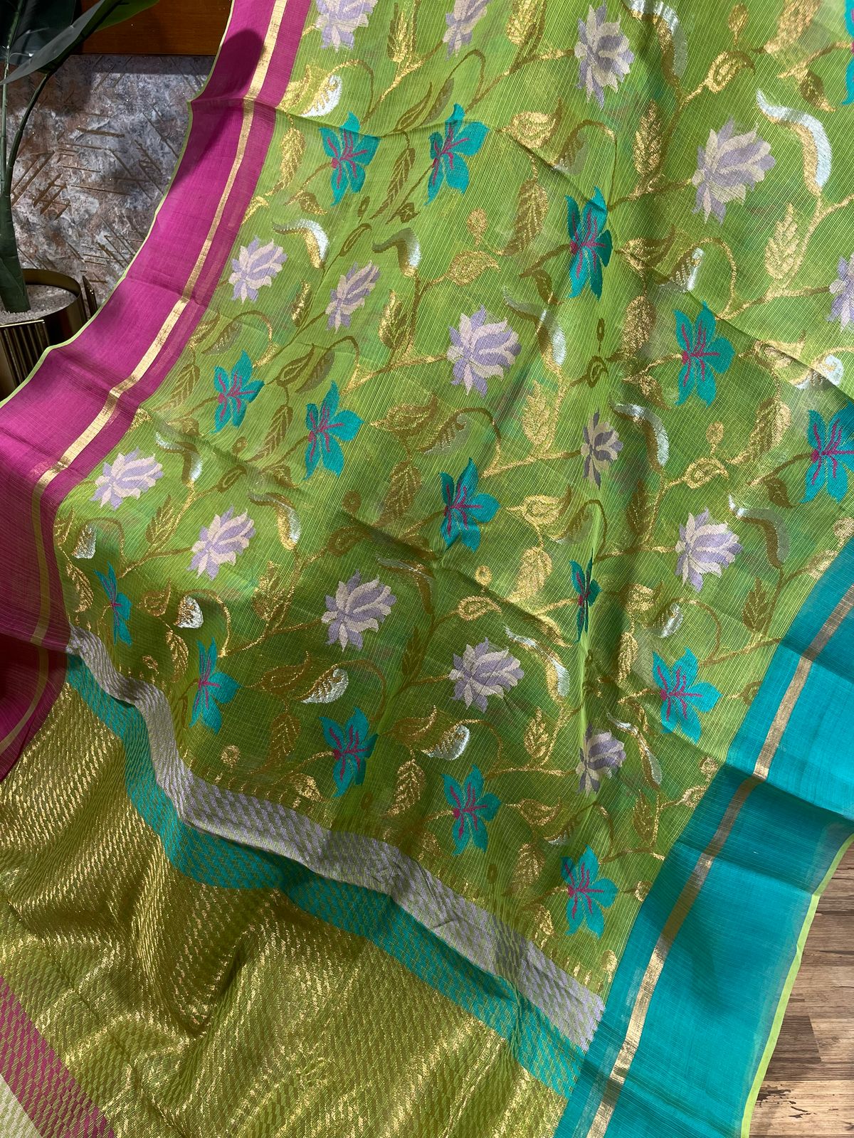 Parrot Green All Over Jaal Zari Kota