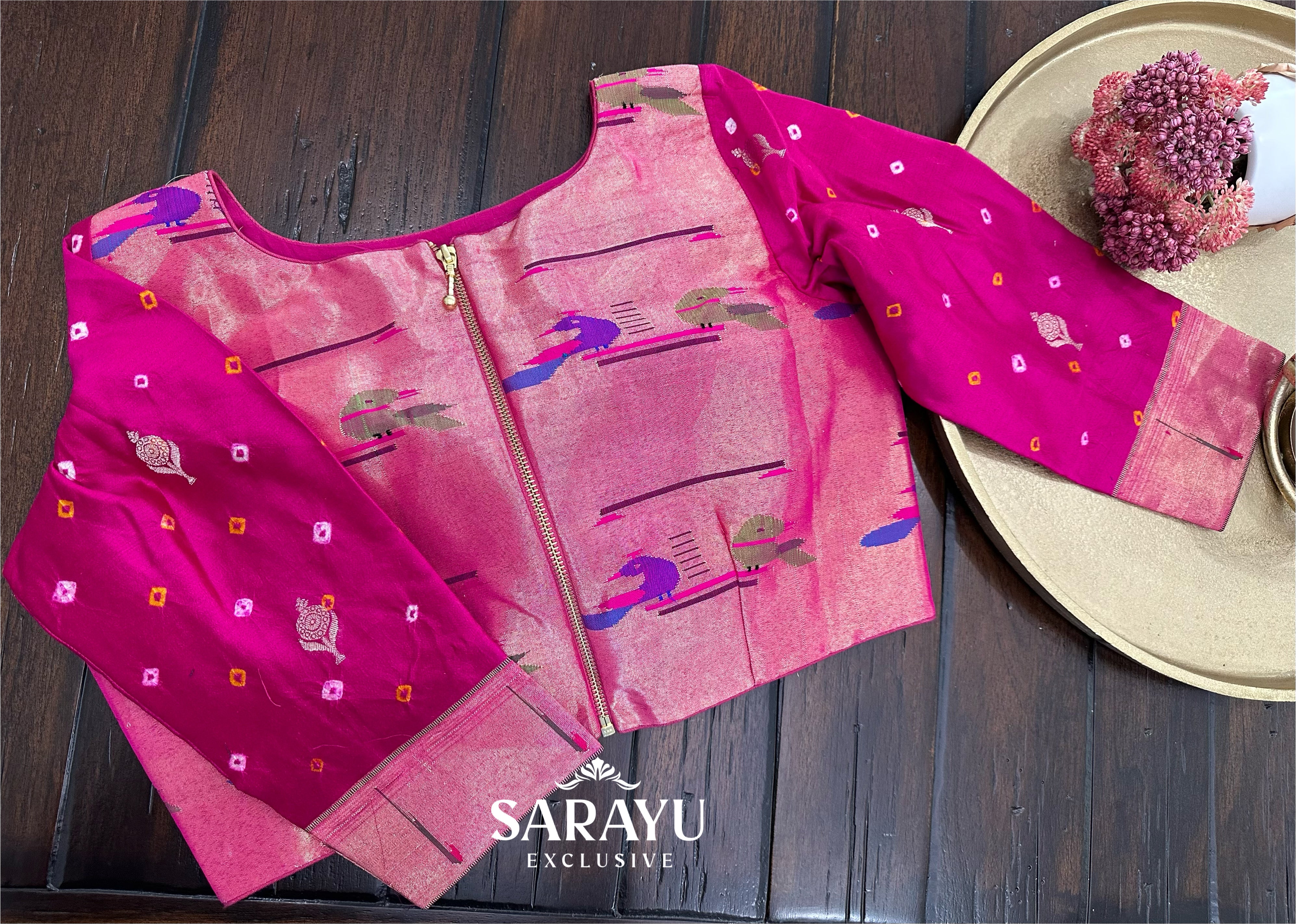 Designer Paithani Pure Silk 3/4 Sleeve Blouse