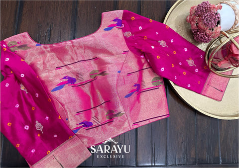 Designer Paithani Pure Silk 3/4 Sleeve Blouse