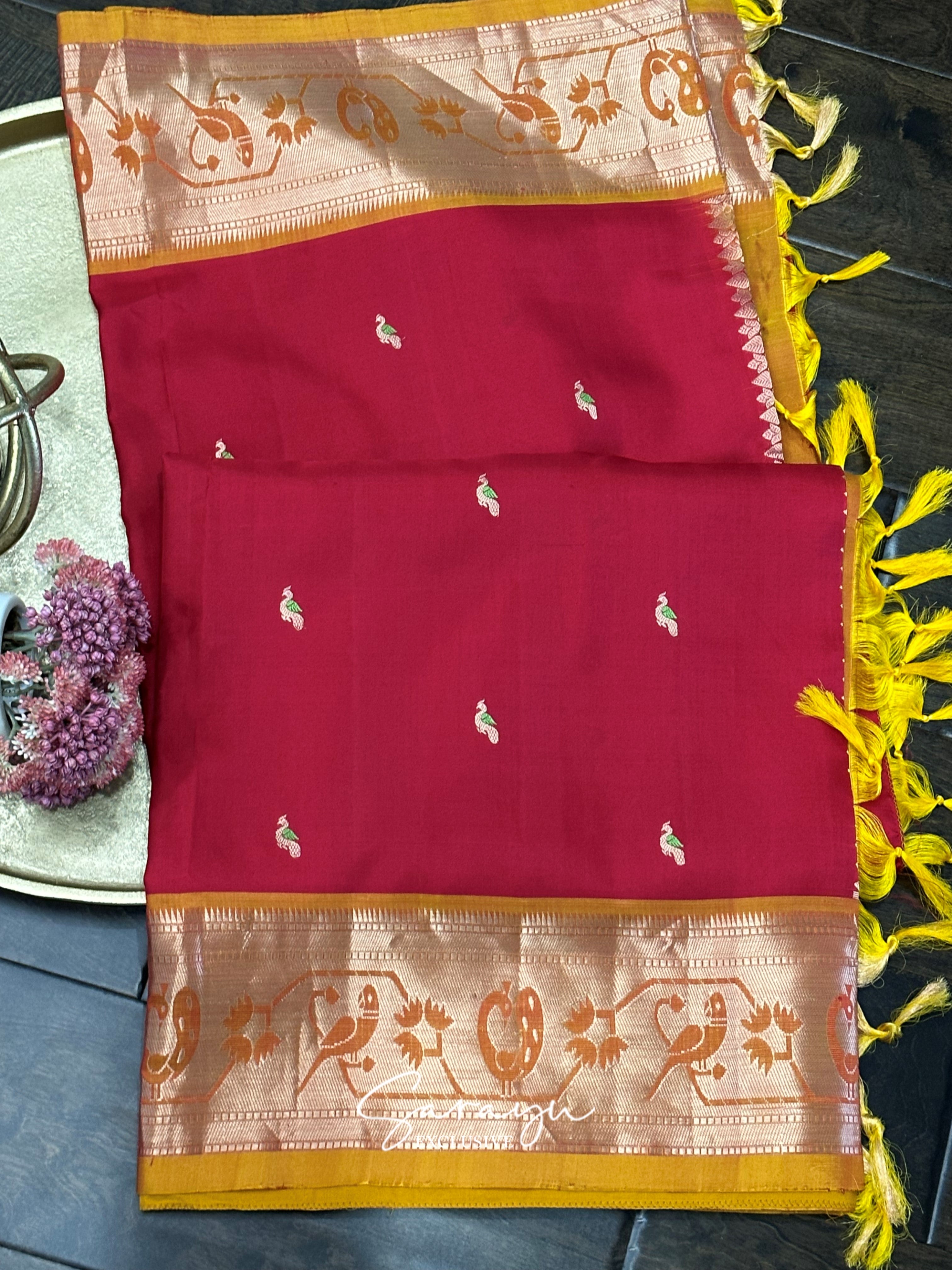 Red and Yellow Soft Kanchi Pattu