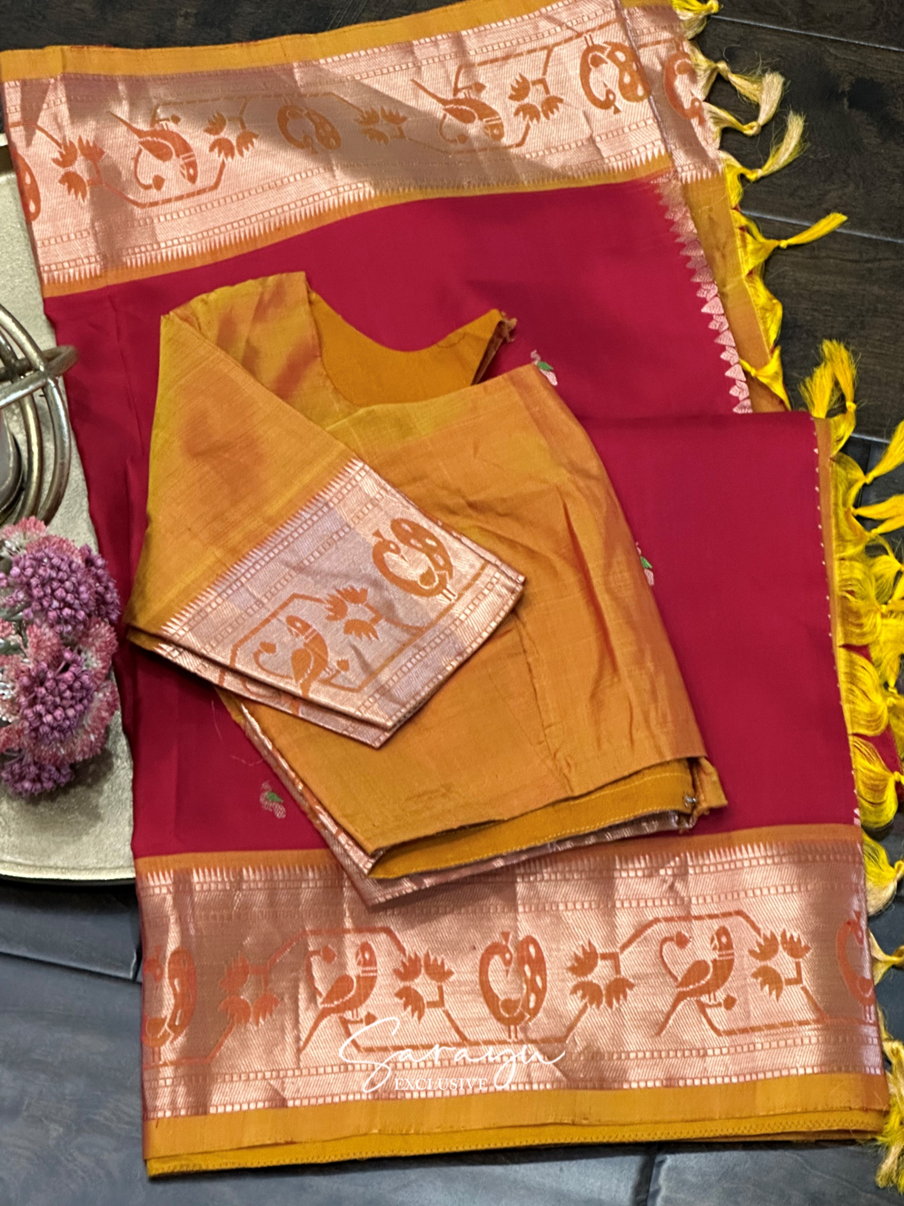 Red and Yellow Soft Kanchi Pattu