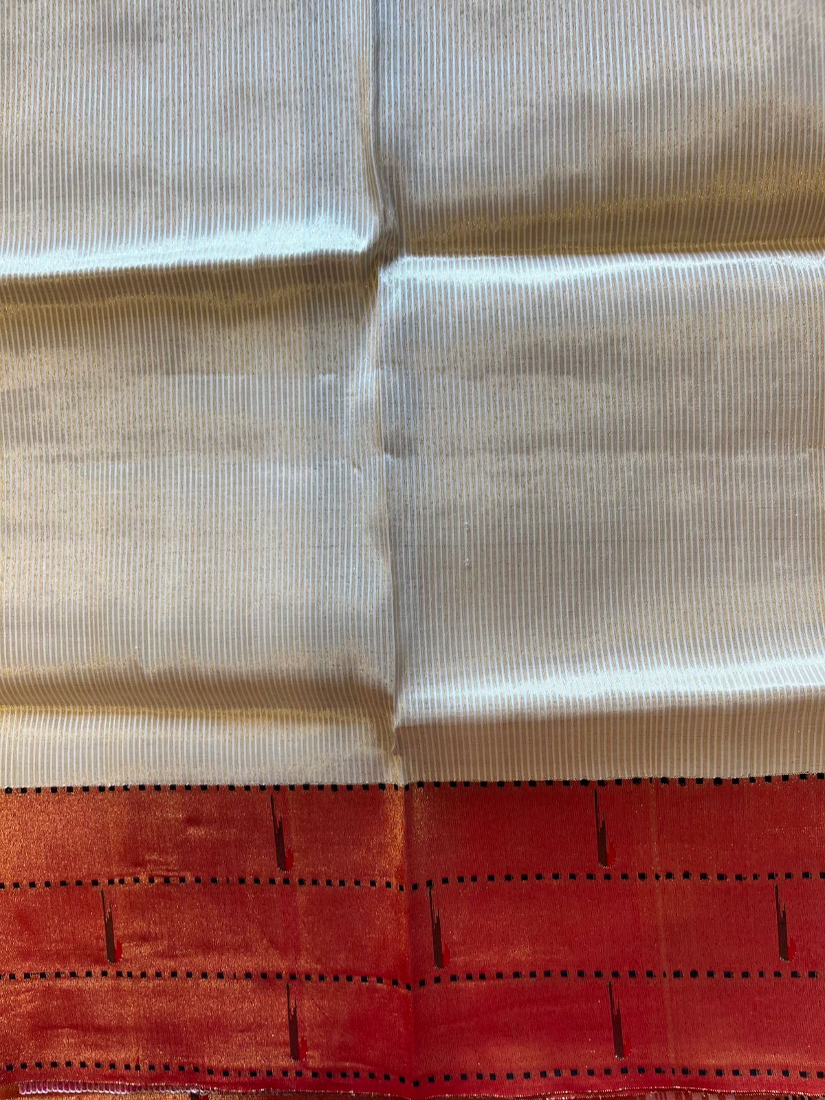 Cream Tissue Triple Muniya Paithani