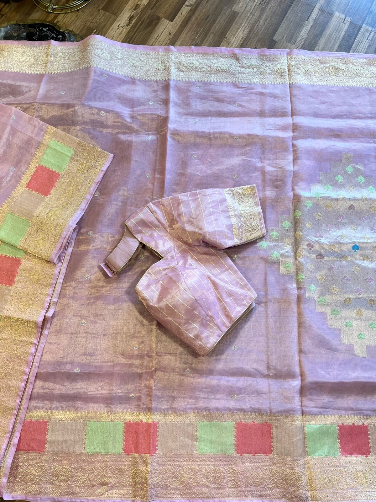 Light Onion Pink Banarasi Kora