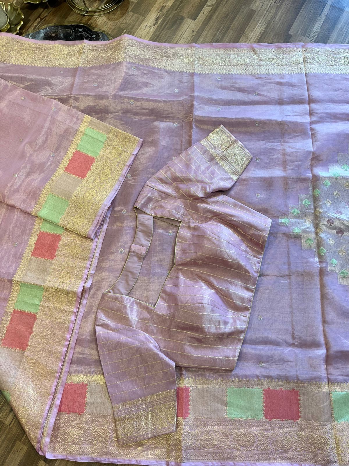 Light Onion Pink Banarasi Kora