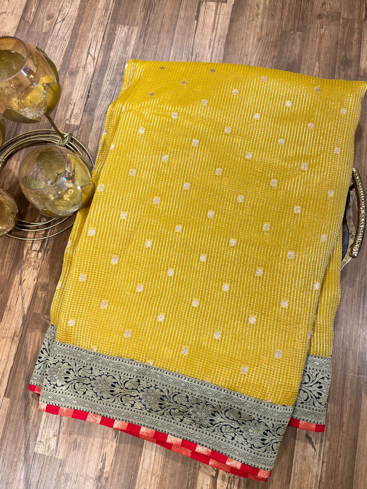 Yellow Fancy Kota banarasi and paithani exclusive fusion