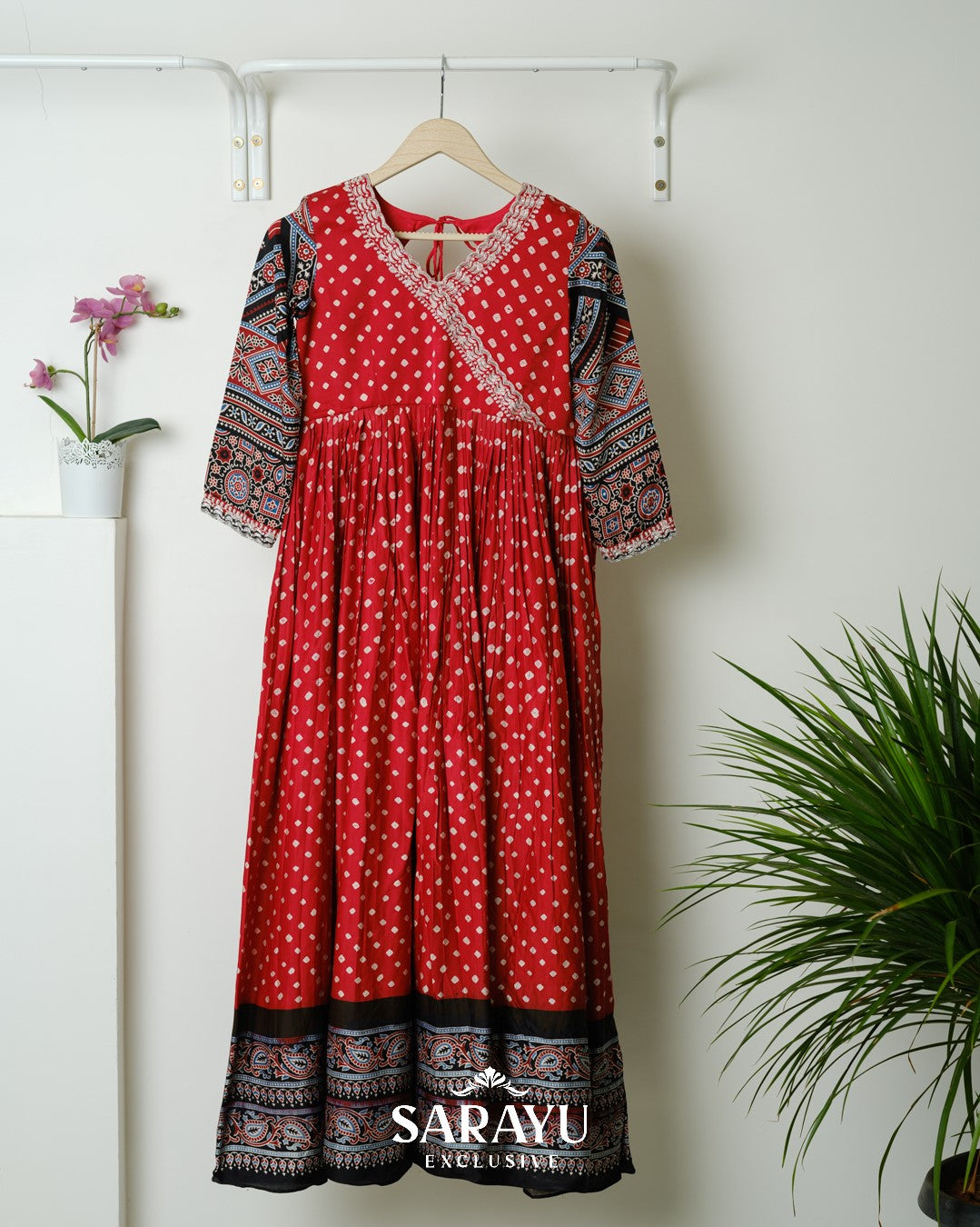 Burnt Orange Pure Gaji Silk Long frock