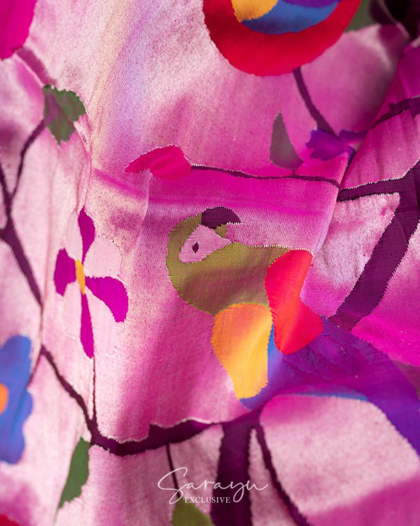 Copper Sulphate Blue Pure Sik Paithani with Pink Zari Triple Muniya  Border !!