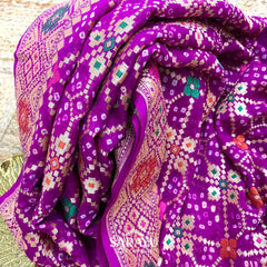 Pure Banarasi georgette in Magenta Pink