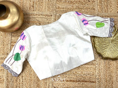 White Pathani Pure Silk Tissue Blouse