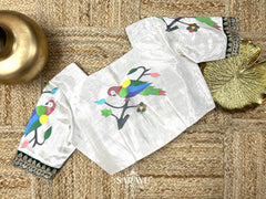 White Pathani Pure Silk Tissue Blouse