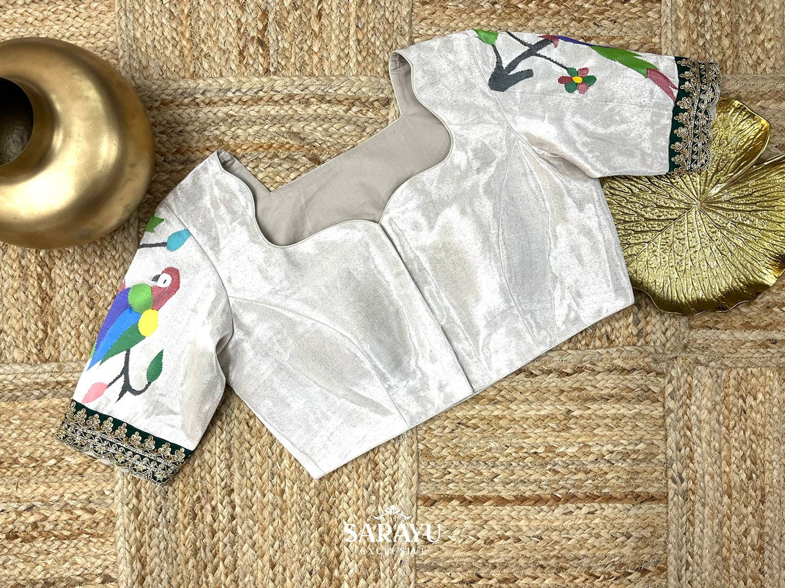 White Pathani Pure Silk Tissue Blouse