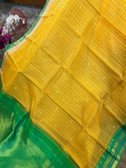 Yellow and Green Pure Kanchi Kora