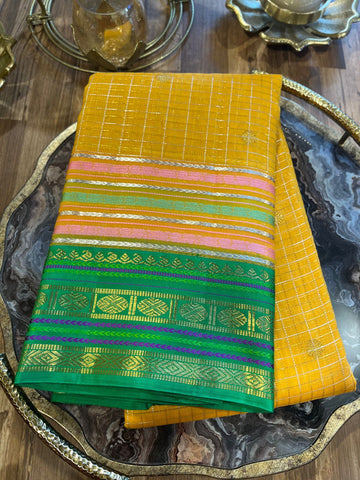 Yellow and Green Pure Kanchi Kora