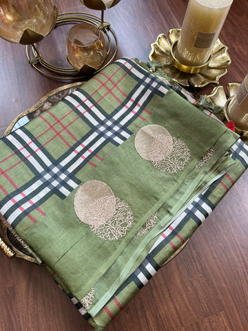Burberry Tussar Silk Saree