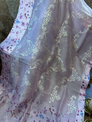 Baby Pink Pure Organza fancy Saree