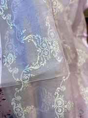Baby Pink Pure Organza fancy Saree