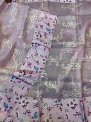 Baby Pink Pure Organza fancy Saree
