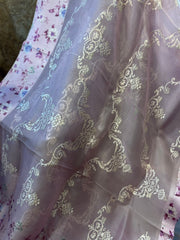 Baby Pink Pure Organza fancy Saree