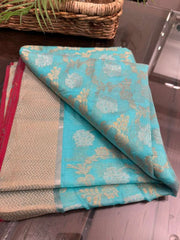 Refreshing Shade Copper sulfate Pure Chanderi Silk