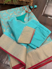 Refreshing Shade Copper sulfate Pure Chanderi Silk