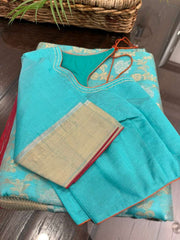 Refreshing Shade Copper sulfate Pure Chanderi Silk