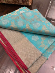 Refreshing Shade Copper sulfate Pure Chanderi Silk