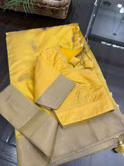 Light Beautiful yellow Pure Chanderi Silk&nbsp