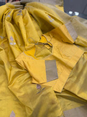 Light Beautiful yellow Pure Chanderi Silk&nbsp