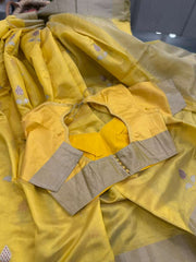 Light Beautiful yellow Pure Chanderi Silk&nbsp