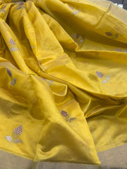 Light Beautiful yellow Pure Chanderi Silk&nbsp
