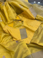 Light Beautiful yellow Pure Chanderi Silk&nbsp