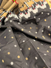 Beautiful Statement Black Pure Chanderi Silk