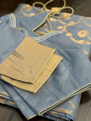 Beautiful English Grey Pure Chanderi Silk