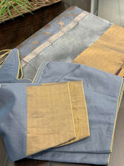 Beautiful English Grey Pure Chanderi Silk
