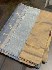 Beautiful English Grey Pure Chanderi Silk