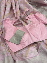 Beautiful Baby Pink Pure Chanderi Silk&nbsp