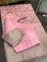 Beautiful Baby Pink Pure Chanderi Silk&nbsp