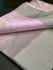 Beautiful Baby Pink Pure Chanderi Silk&nbsp