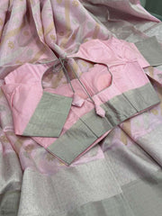 Beautiful Baby Pink Pure Chanderi Silk&nbsp