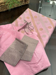 Beautiful Baby Pink Pure Chanderi Silk&nbsp
