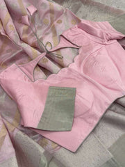 Beautiful Baby Pink Pure Chanderi Silk&nbsp