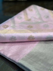 Beautiful Baby Pink Pure Chanderi Silk&nbsp