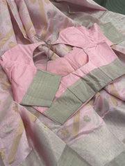 Beautiful Baby Pink Pure Chanderi Silk&nbsp