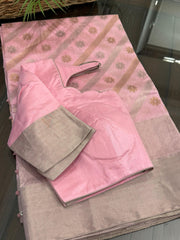 Beautiful Baby Pink Pure Chanderi Silk&nbsp
