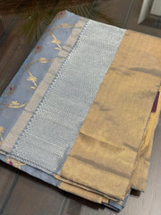 Beautiful English Grey Pure Chanderi Silk