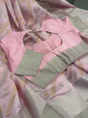 Beautiful Baby Pink Pure Chanderi Silk&nbsp