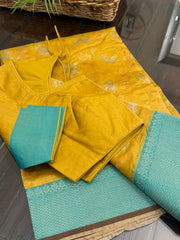 Beautiful Unique Shade of yellow Pure Chanderi Silk