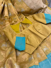 Beautiful Unique Shade of yellow Pure Chanderi Silk