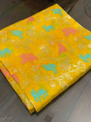 Beautiful yellow Pure Chanderi Silk