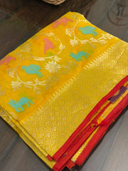 Beautiful yellow Pure Chanderi Silk